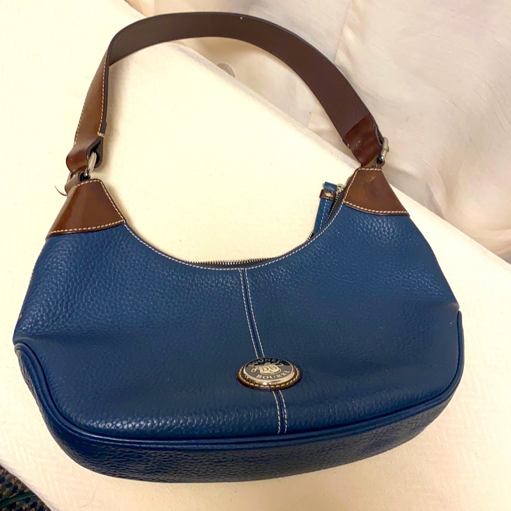 Dooney & Bourke blue leather bag with brown detail